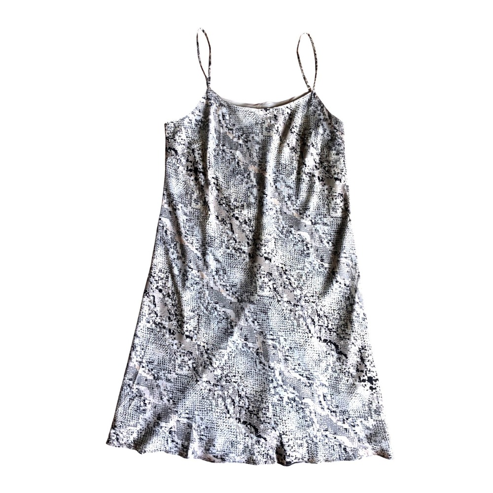 NWTS Calvin Klein Grey Snakeskin Print Slip Dress Spaghetti Strap 14 90s Style